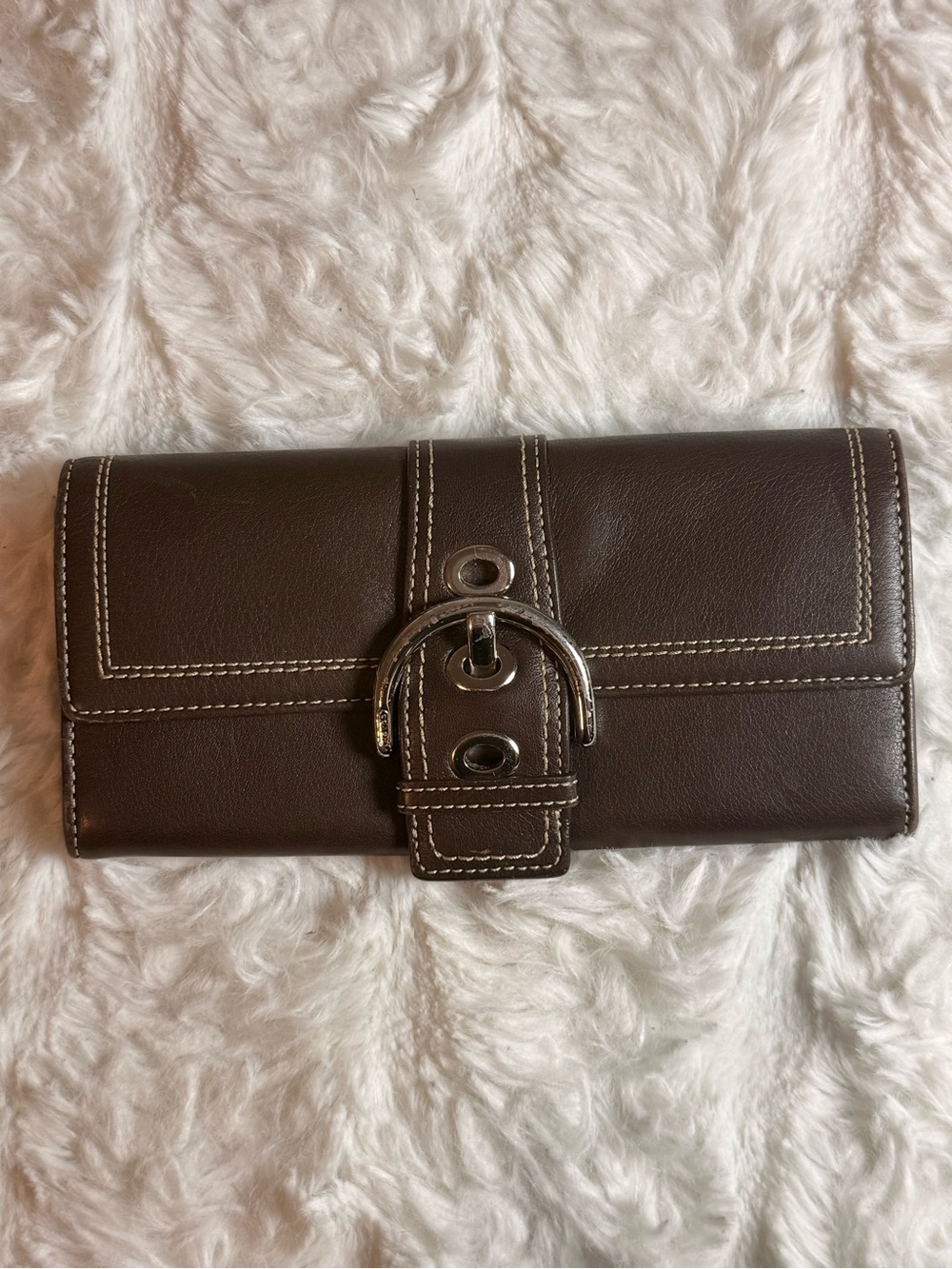Coach Brown Soho Buckle Trifold Wallet